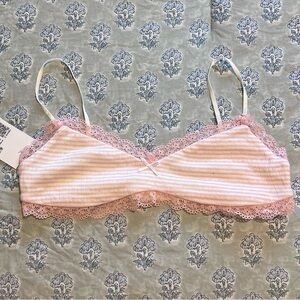 Pink Lace Bow Trim Bralette